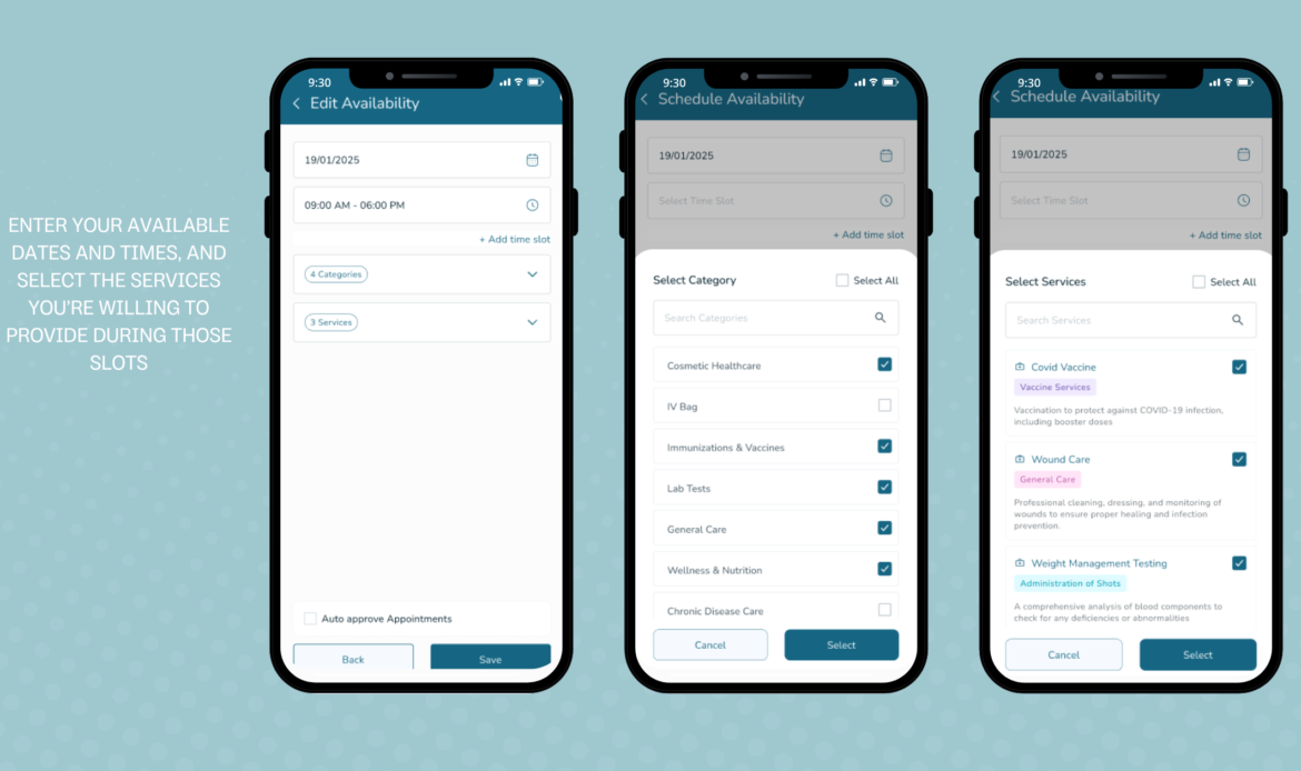 Add availability as a Provider on House Call The App