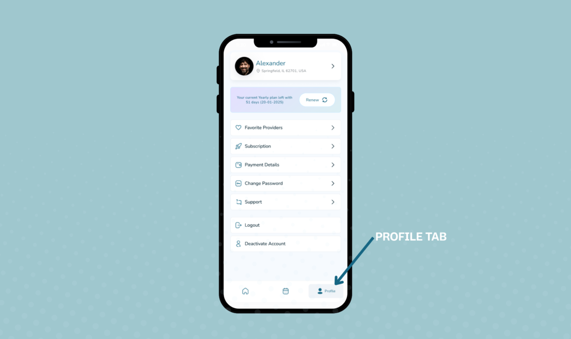 House Call The App Customer Profile Tab