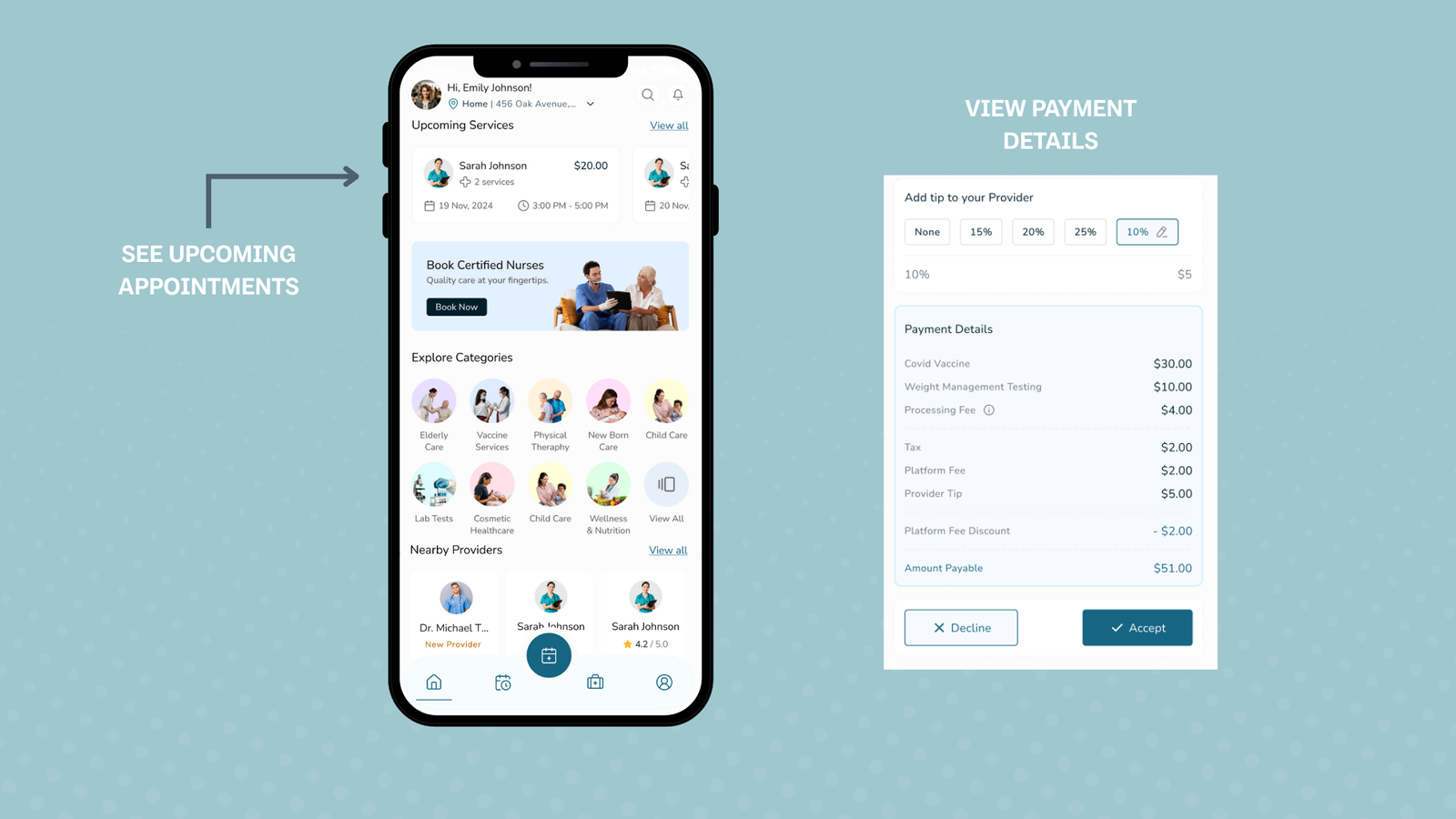 Appointment Details for House Call The App