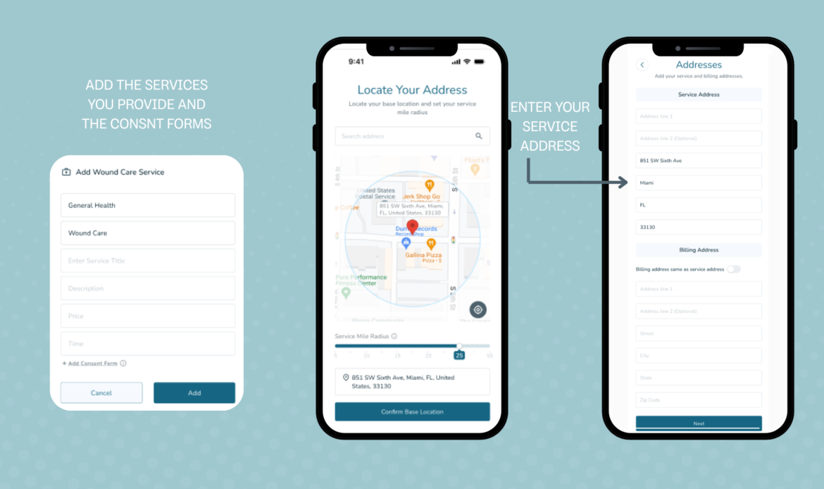 House Call The App Provider Services and Radius for Sign Up