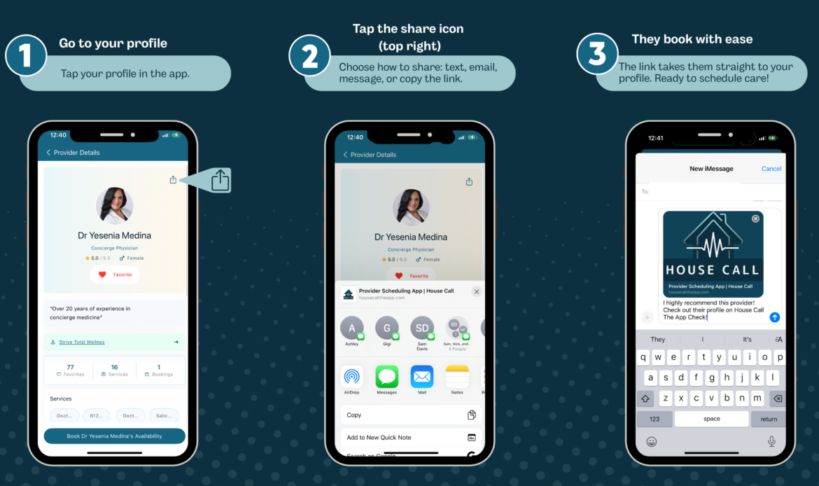 How To Share Your Provider Profile On House Call The App