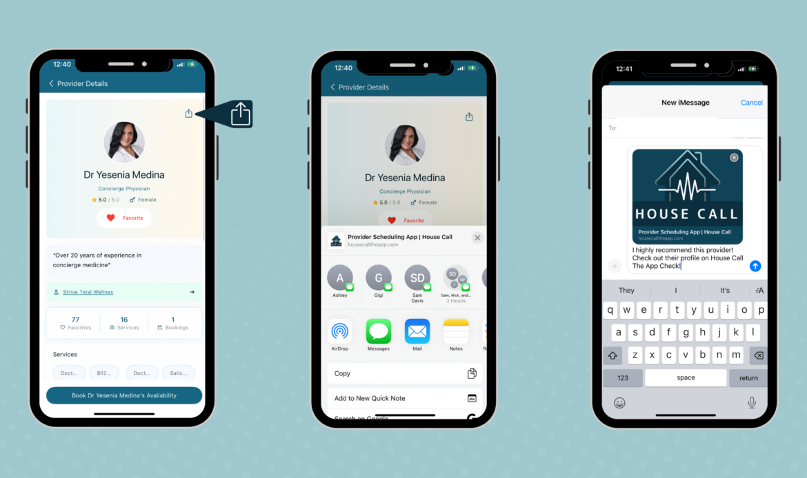 Share your profile on House Call The App as a provider
