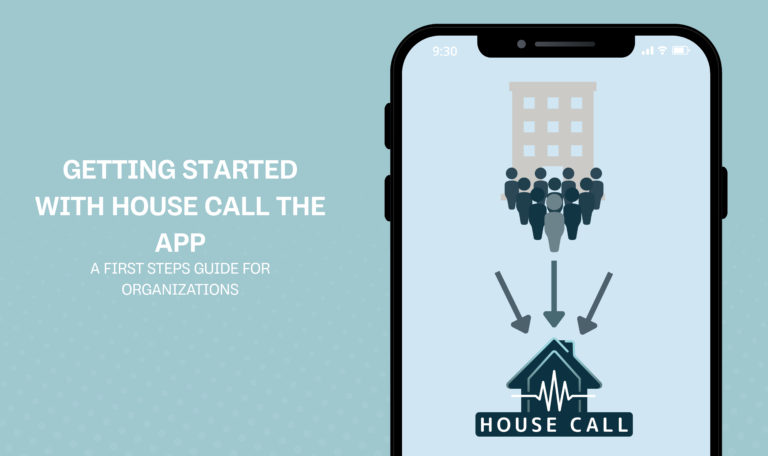 Healthcare providers setting up their organization account on House Call The App to manage in-home care services and team scheduling.