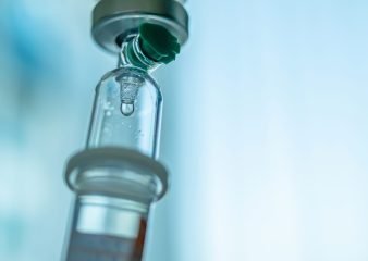 IV bag prepared for in-home hydration therapy administered by a licensed nurse through House Call The App in South Florida.